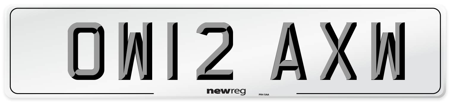 OW12 AXW Number Plate from New Reg